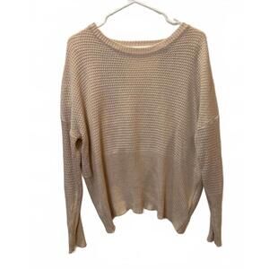 Lulu’s Beige Waffle Knit Sweater Open Cross Back Lightweight Pullover Women’s XS